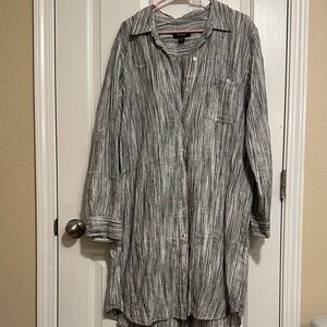 Karen Kane Long Sleeve Striped Dress - Black and White